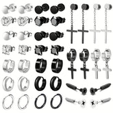 Black & Silver Earring Set (40 Piece)